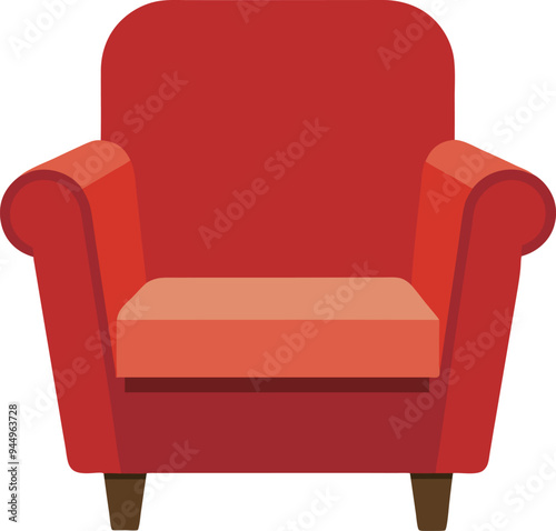 Illustration of a red armchair isolated on a white background