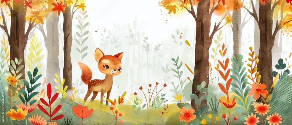 A Cute Fawn in a Fall Forest A Cute Fawn in a Fall Forest