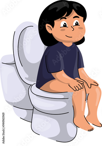 Vector Illustration of Child in Toilet