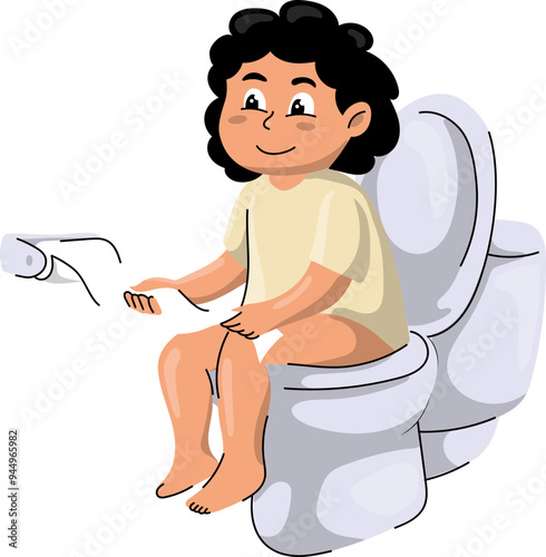 Vector Illustration of Girl Weeping After Peeing