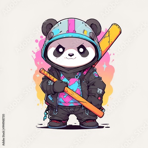 Cool Panda with Bat photo
