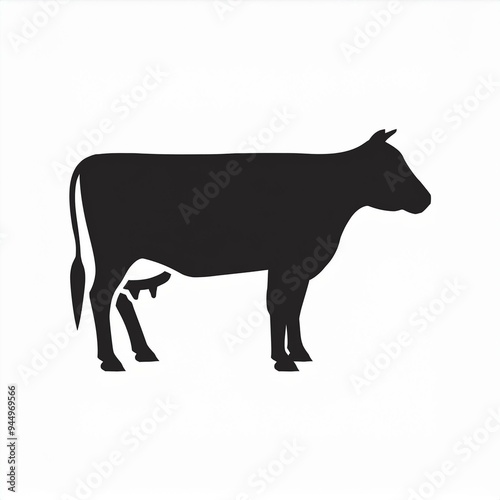 cow black icon isolated on white