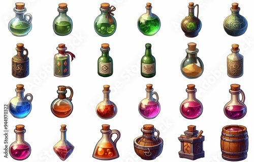 Fantasy RPG Game Potions Bottle Inventory icons photo