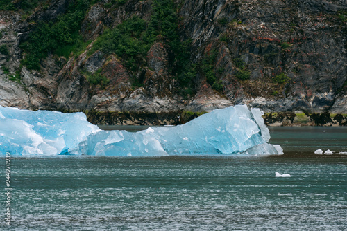 Iceberg from Sawyer glacier floating in Tracy Arm fjjord in Alaska near Juneau