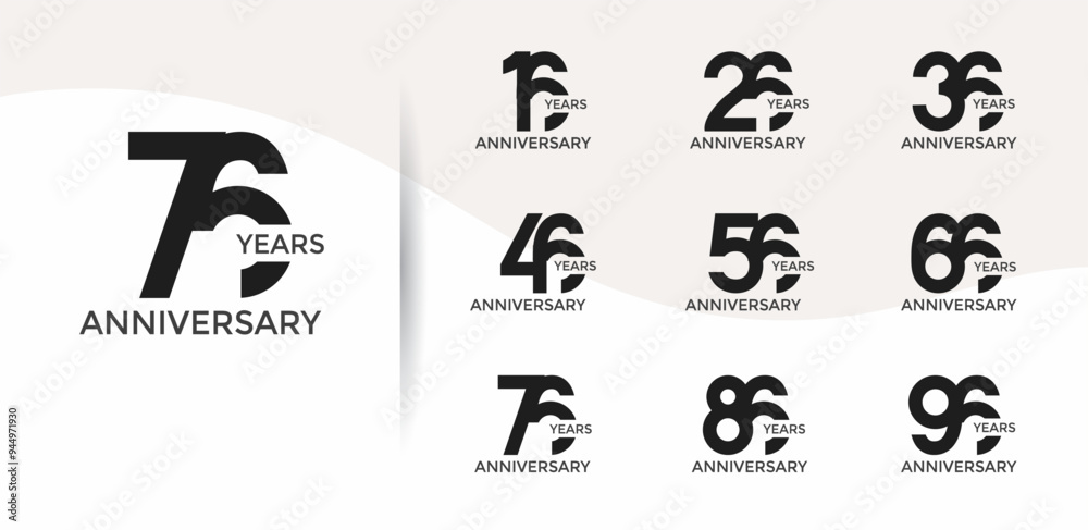 anniversary logo style set with black color can be use for celebration moment anniversary logo style set with black color can be use for celebration moment