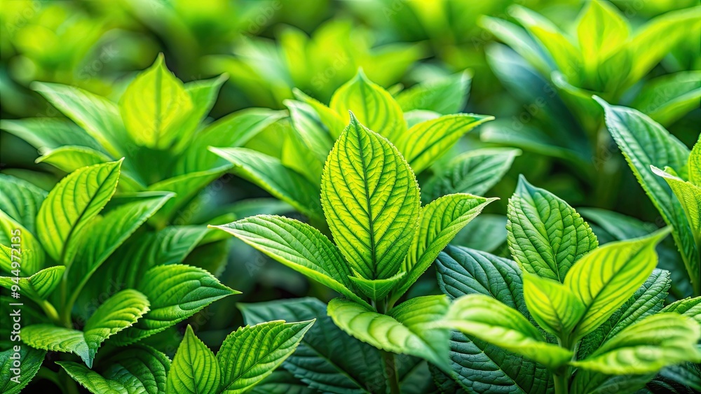 Close-up of vibrant green plant leaves in a natural wild setting , foliage, nature, greenery, botanical, lush, outdoors Close-up of vibrant green plant leaves in a natural wild setting , foliage, nature, greenery, botanical, lush, outdoors