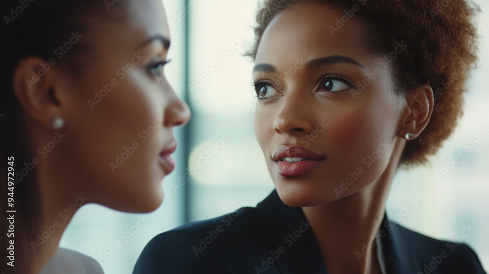 Close-up shot of two businesswomen in a meeting, sharing insights and planning next Close-up shot of two businesswomen in a meeting, sharing insights and planning next