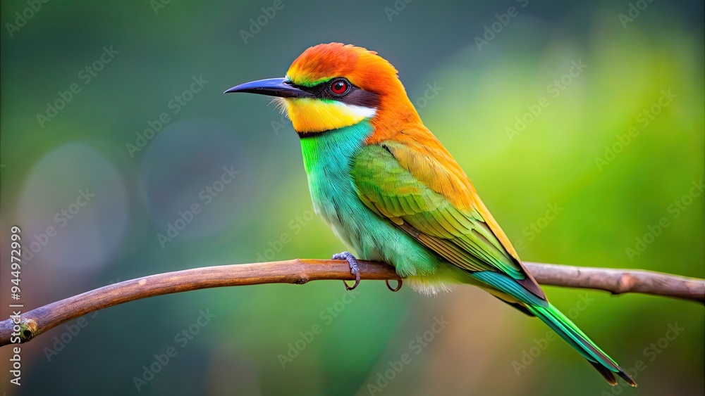 Colorful Asian green bee eater perched on a branch, bird, green, colorful, feathers, wildlife, nature, animal, tropical Colorful Asian green bee eater perched on a branch, bird, green, colorful, feathers, wildlife, nature, animal, tropical