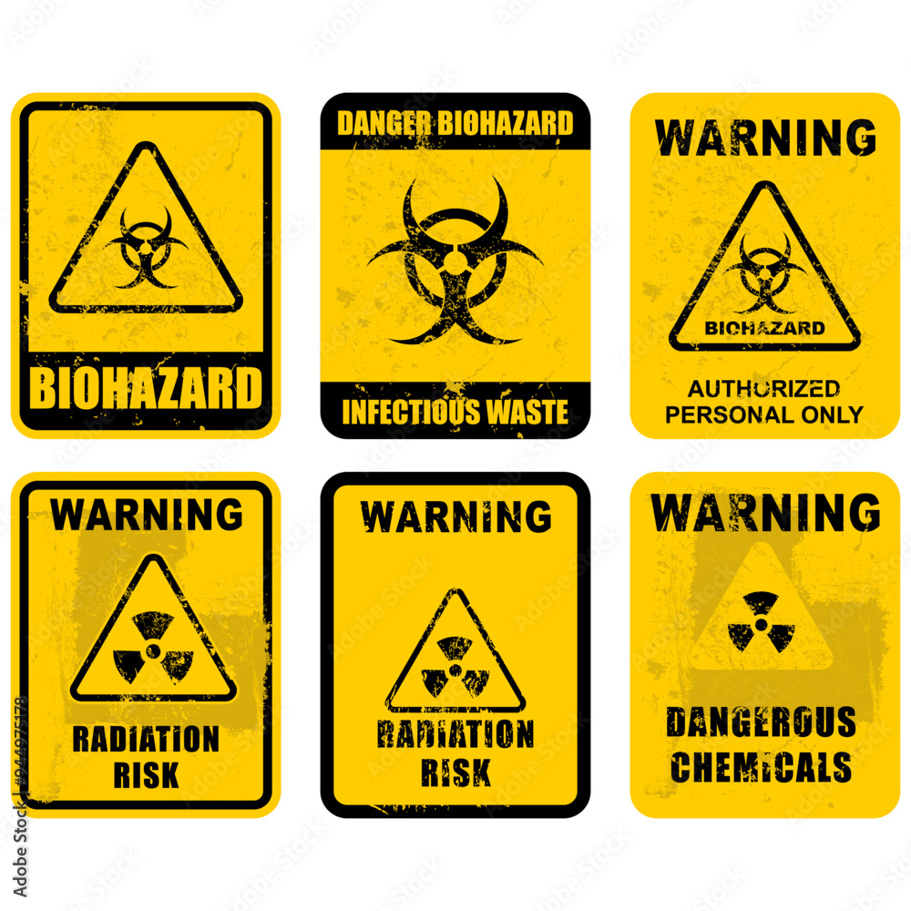 Obraz premium Warning, Danger, radiation risk, biohazard, sign vector
