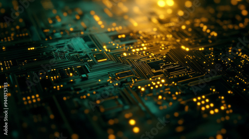 Abstract Circuit Board Background: Close-up of Microchip Technology