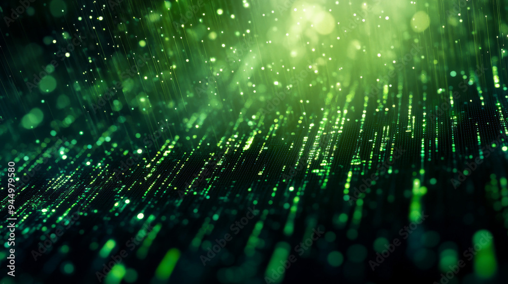 Abstract Green Digital Art - Glowing Particles and Lines Abstract Green Digital Art - Glowing Particles and Lines