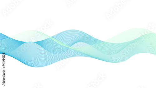 Green blue cyan tech wavy lines gradient vector illustration, Abstract green background with smooth wave lines.