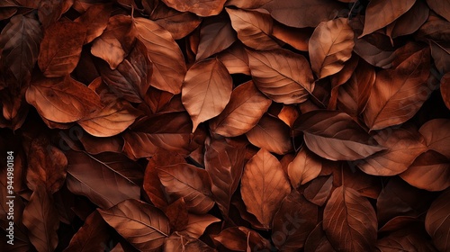 Autumn leaves blanket the forest floor in rich shades of brown during a serene afternoon in nature