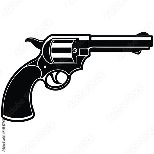 Black and White Revolver Icon Illustration