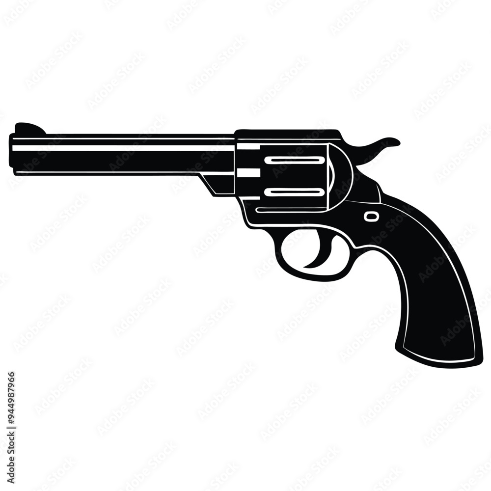 Black and White Revolver Icon Illustration Black and White Revolver Icon Illustration