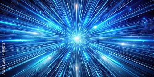 Blue streaks of light and motion blur resembling warp speed in a starry hyperspace, hyperspace, light speed, warp speed