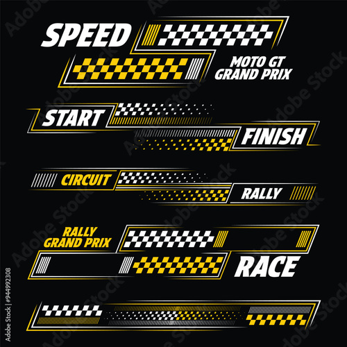 Racing sport white and yellow text