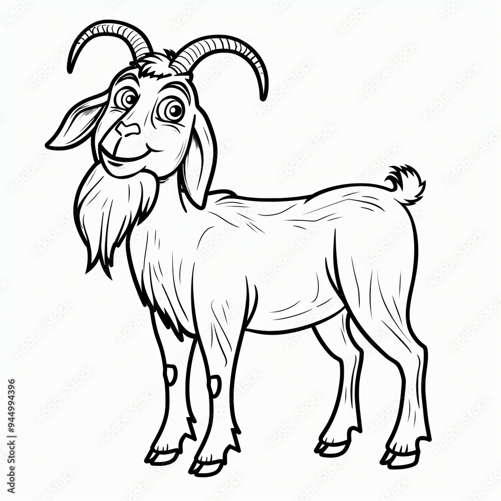 cartoon of a Goat children coloring book page cartoon of a Goat children coloring book page