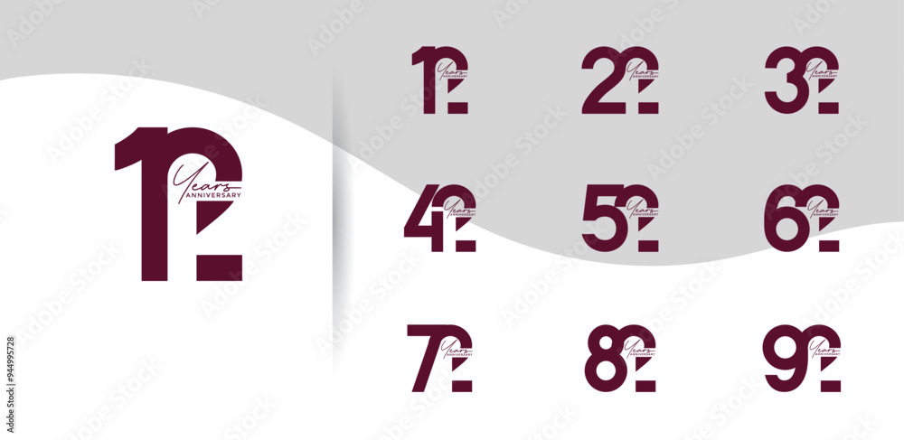 anniversary logo style set with brown color can be use for celebration moment anniversary logo style set with brown color can be use for celebration moment