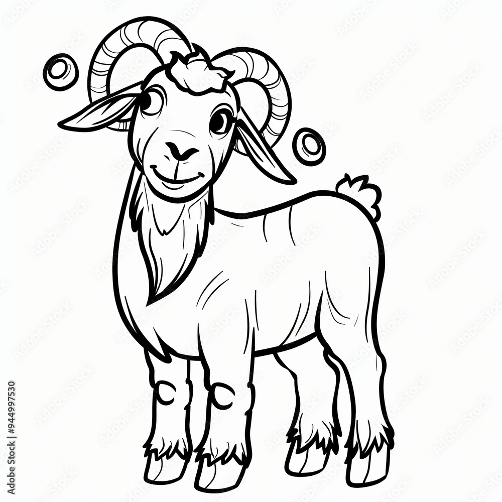cartoon of a Goat children coloring book page cartoon of a Goat children coloring book page