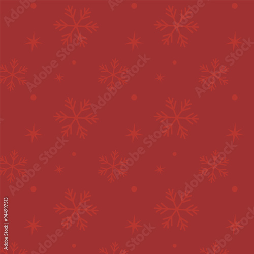 Red christmas background with snowflakes. Christmas holiday pattern. Christmas winter holiday design.