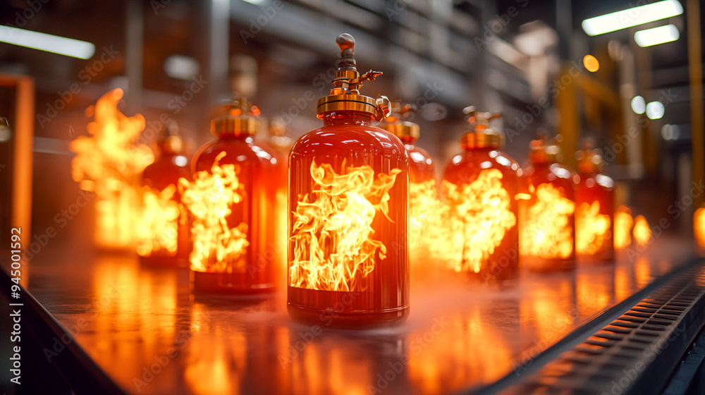 Ensuring Industrial Safety: Fire Suppression System in Action During Drill for Workplace Hazard Prevention Ensuring Industrial Safety: Fire Suppression System in Action During Drill for Workplace Hazard Prevention