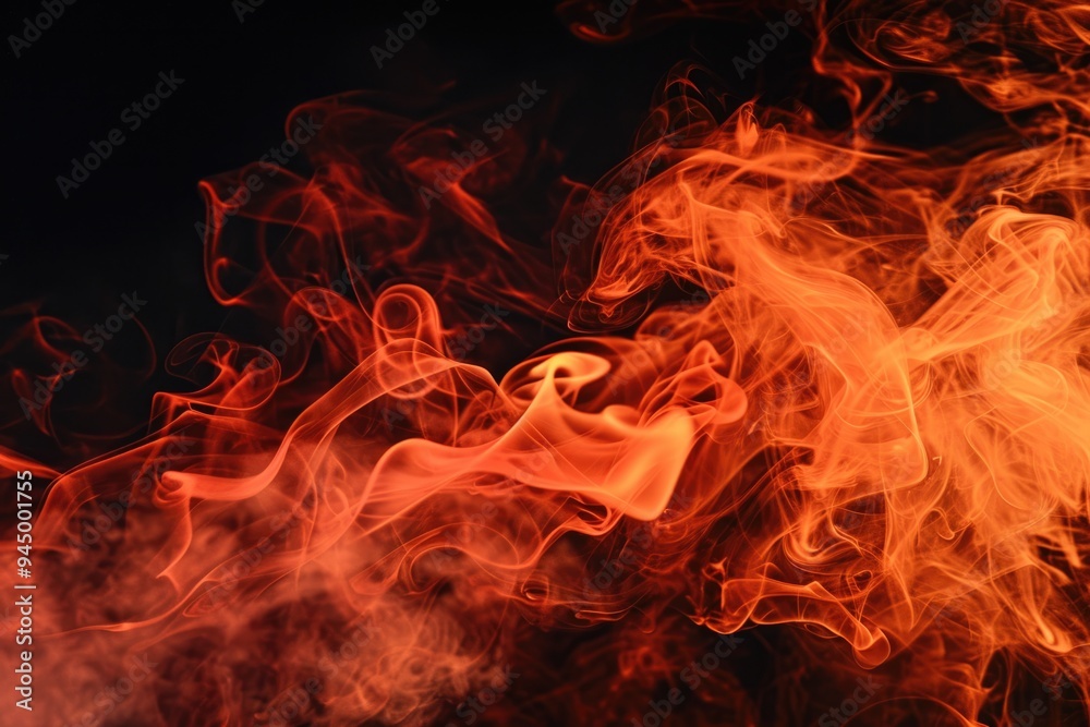 Fototapeta premium Orange Smoke Hookah: Abstract Elegance and Silky Trails on Black Background