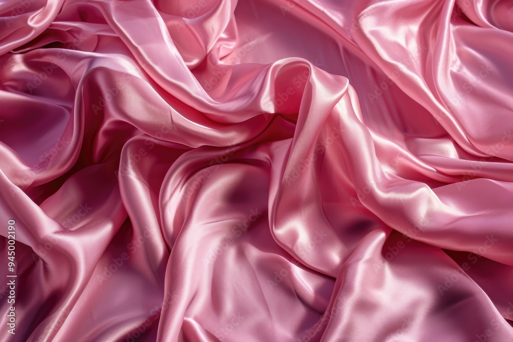 Obraz premium Pink Silk Drapery: Close-Up Texture Background with Wave Pattern
