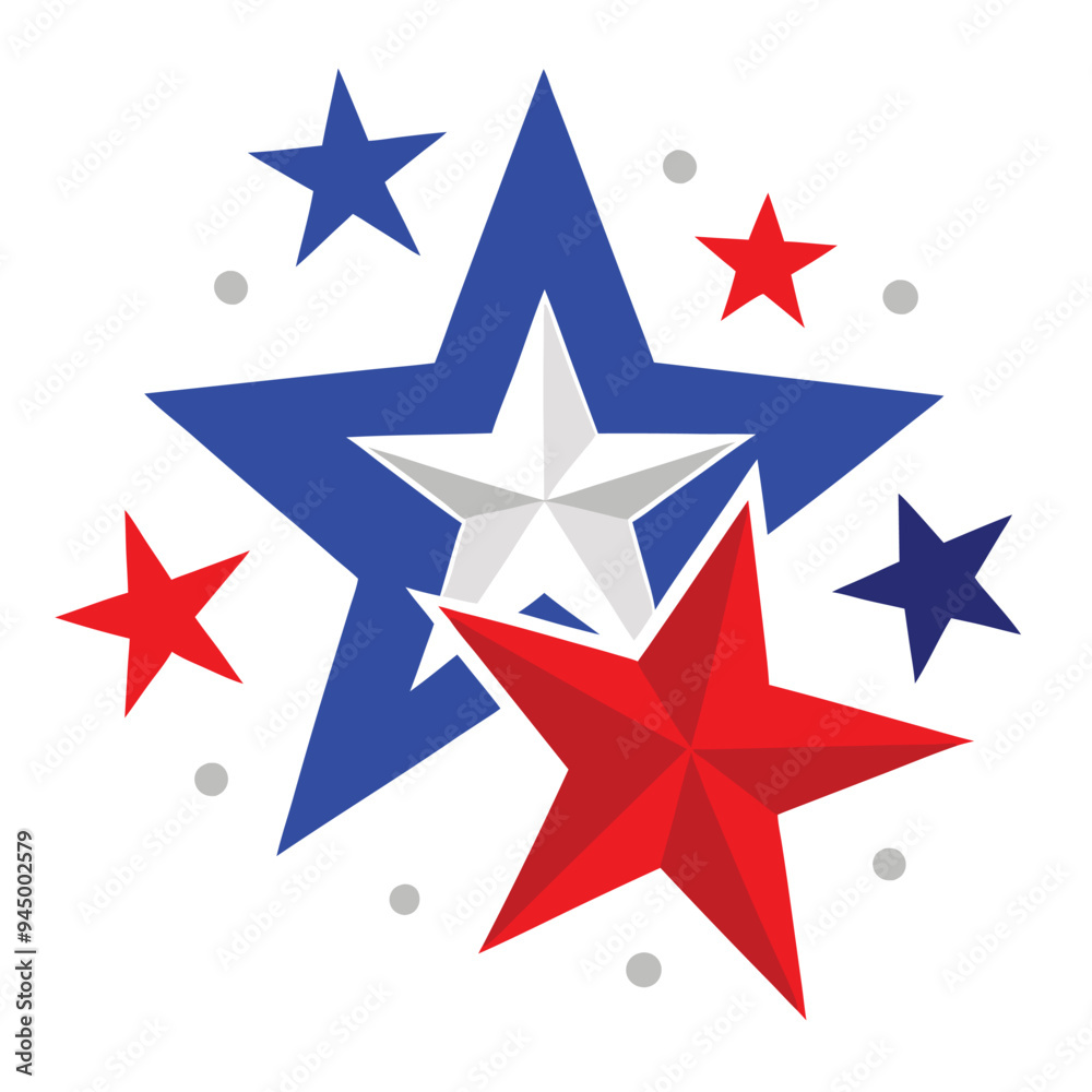 Patriotic Star Illustration in Red, White, and Blue Patriotic Star Illustration in Red, White, and Blue