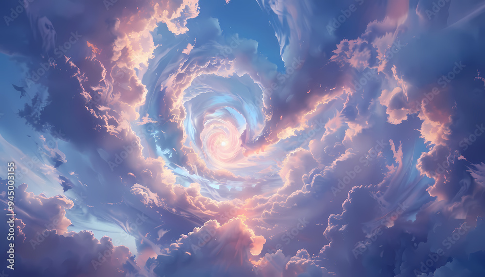 Fototapeta premium beautiful anime sky background with spiral clouds
