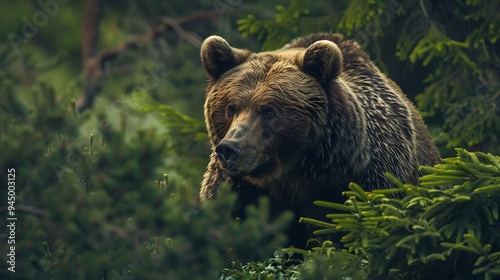 A bear in the amidst scent of pine photo