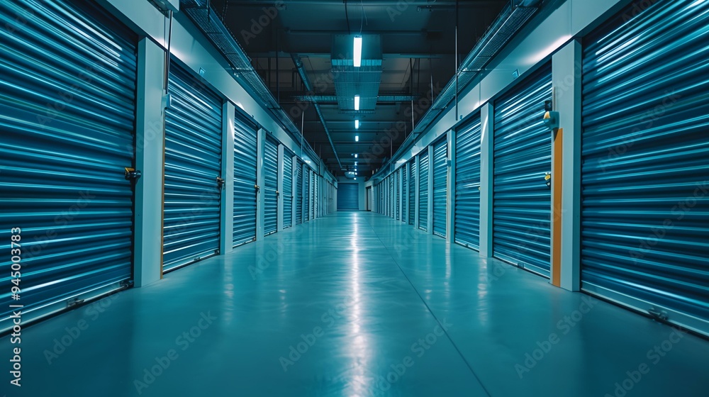 a long hallway with rows of storage units a long hallway with rows of storage units