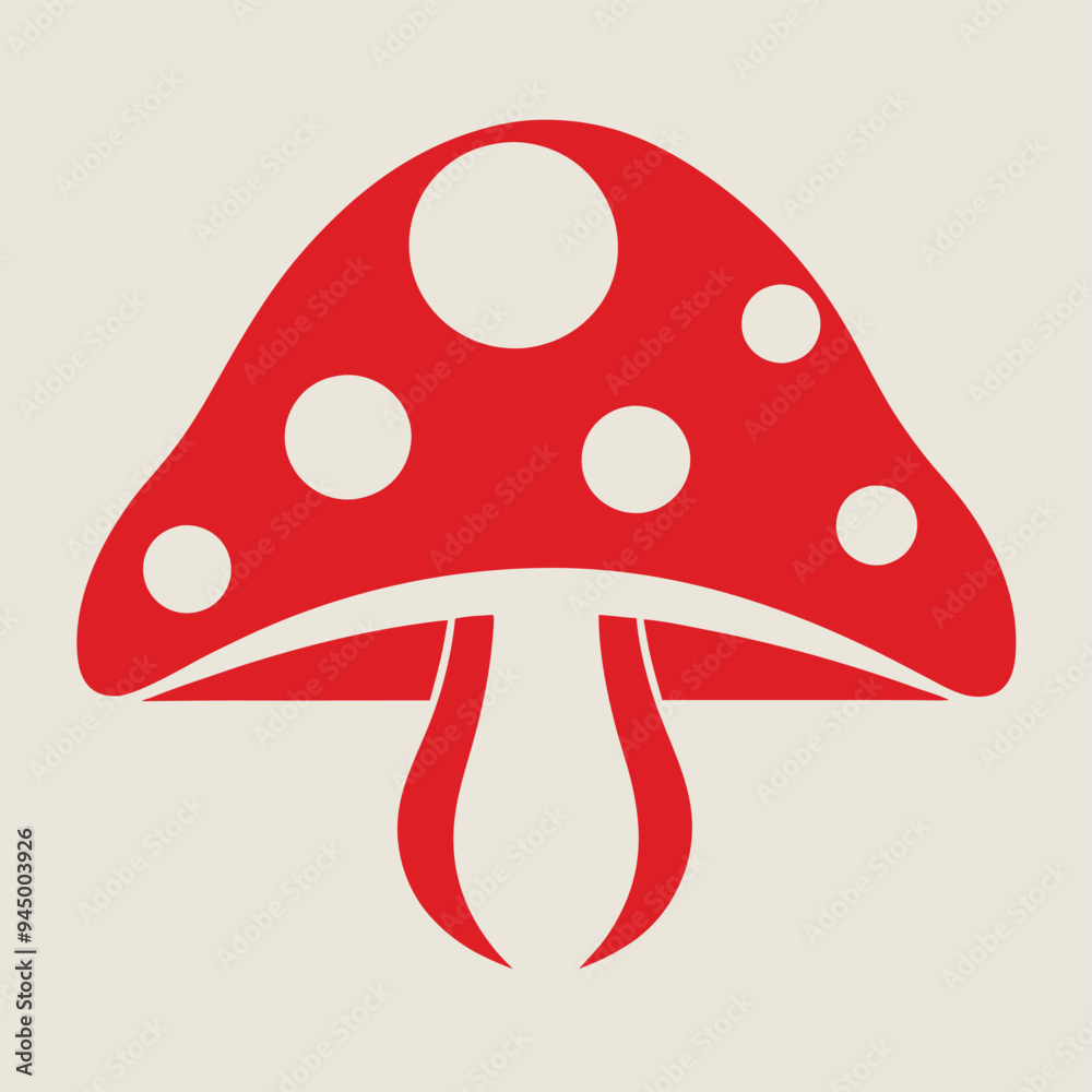 Stylized Red Mushroom Icon with White Spots Stylized Red Mushroom Icon with White Spots