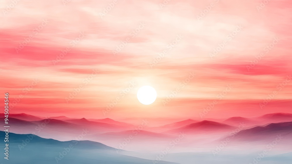 Abstract Pink Sunset Over Mountains Abstract Pink Sunset Over Mountains