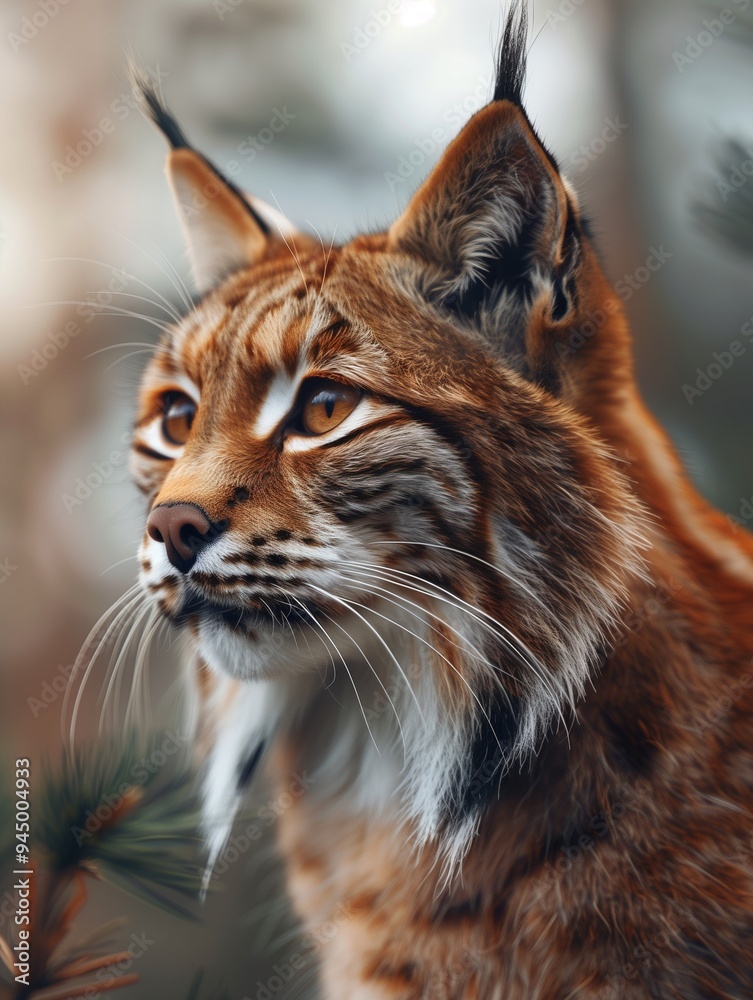 Close up of Wildcat, Lynx species, in a temperate forest during autumn Close up of Wildcat, Lynx species, in a temperate forest during autumn