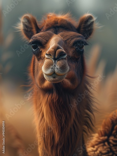 Close Up Portrait of a Bactrian Camel in the Wild