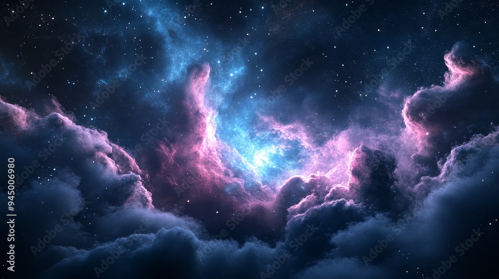 Fototapeta premium Cosmic Clouds and Stars in the Night Sky