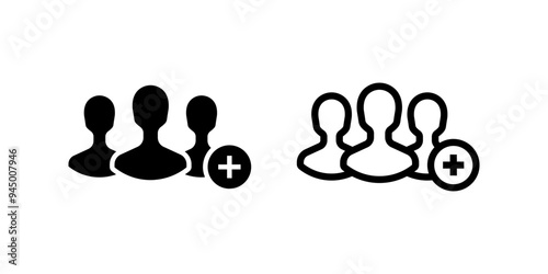 Add to Group icon set. flat illustration of vector icon on white background