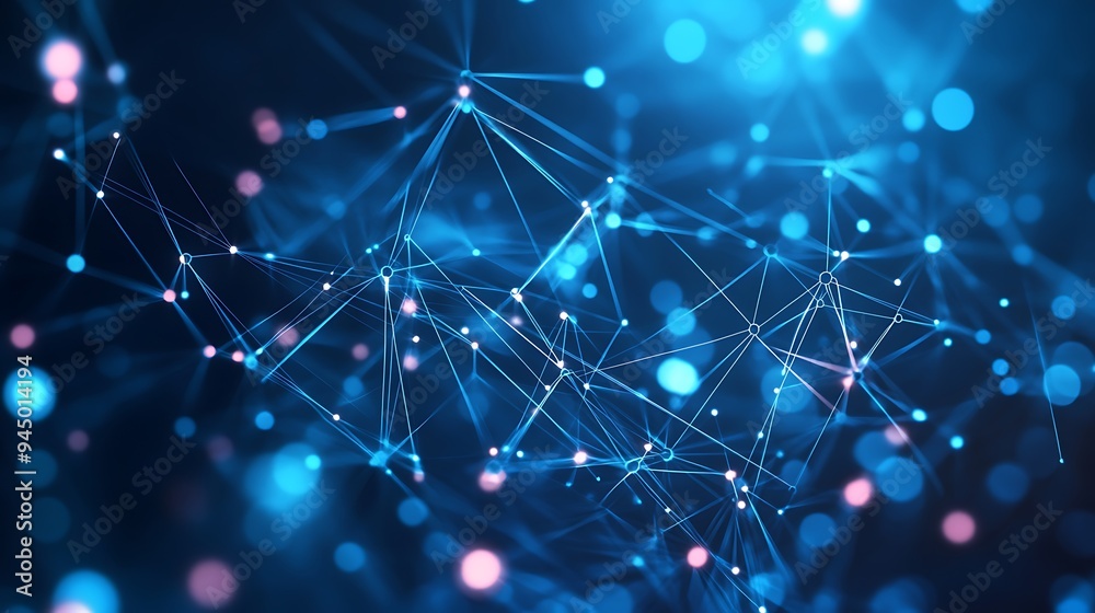 Abstract Network Connection with Glowing Lights Abstract Network Connection with Glowing Lights