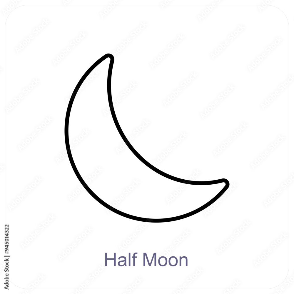 Half Moon and Crescent icon concept Half Moon and Crescent icon concept