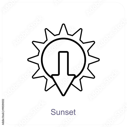Sunset and sundown icon concept