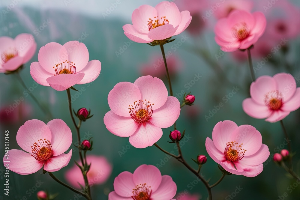 Alluring Pink Blooms on a Translucent Background Alluring Pink Blooms on a Translucent Background