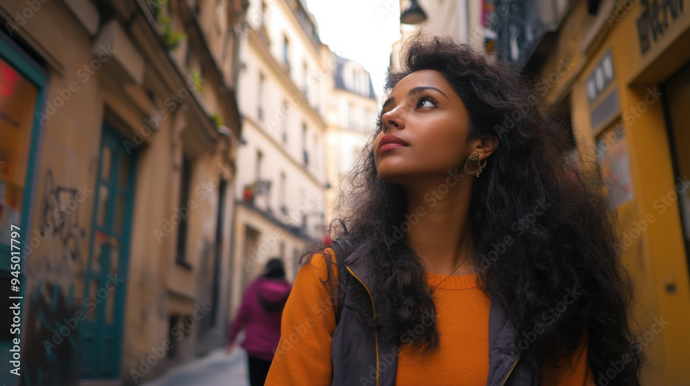Indian woman exploring the Latin Quarter, capturing the historic charm and lively