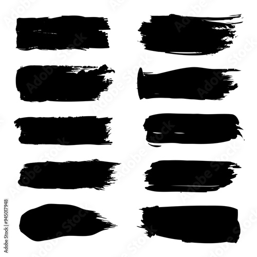 Set of brush stoke on white background