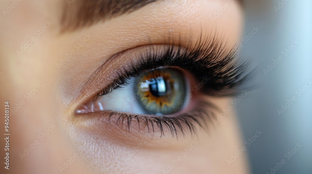 Luxurious Lash Extensions: Close-up of Natural and Beautiful Eye of Client on Lash Stylists' Day