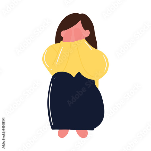 cartoon character woman depression. anxiety, frustation, sad. Sad frustrated characters set. People in anxiety, grief, depression. Frustration, sadness, sorrow emotions.