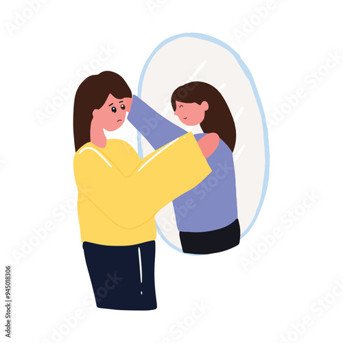cartoon character woman depression. anxiety, frustation, sad. Sad frustrated characters set. People in anxiety, grief, depression. Frustration, sadness, sorrow emotions.