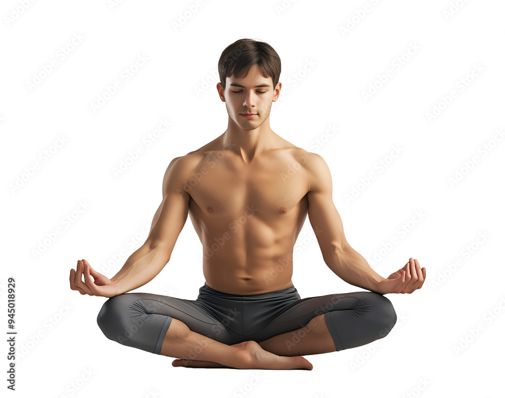 Fototapeta premium man doing meditate isolated