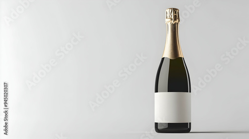 A sleek, minimalistic bottle of champagne with a blank label mockup