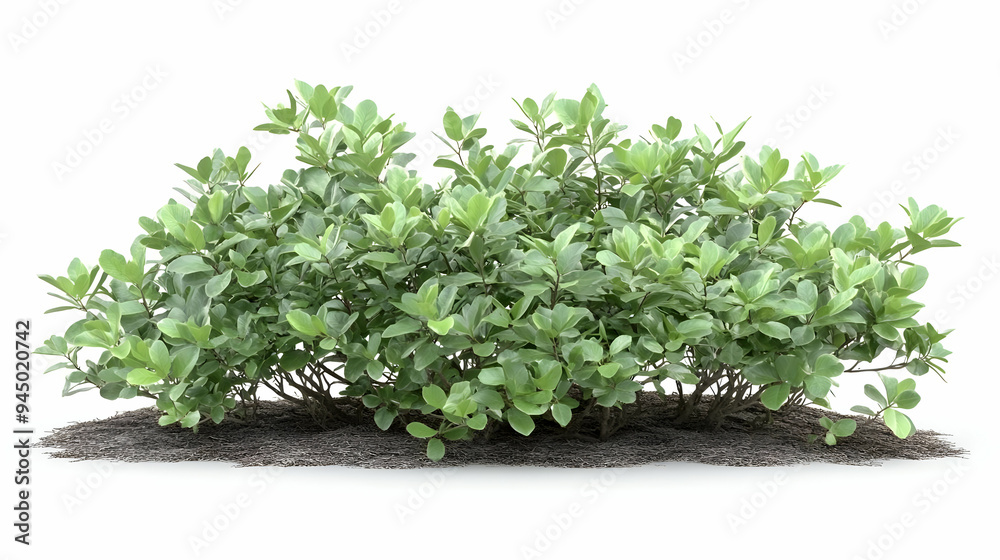 Lush Green Bush with Foliage Isolated on White Background Lush Green Bush with Foliage Isolated on White Background